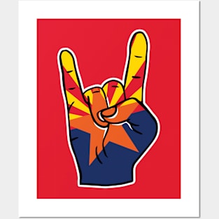 Rock On Arizona // Arizona State Flag Rock Hand Posters and Art